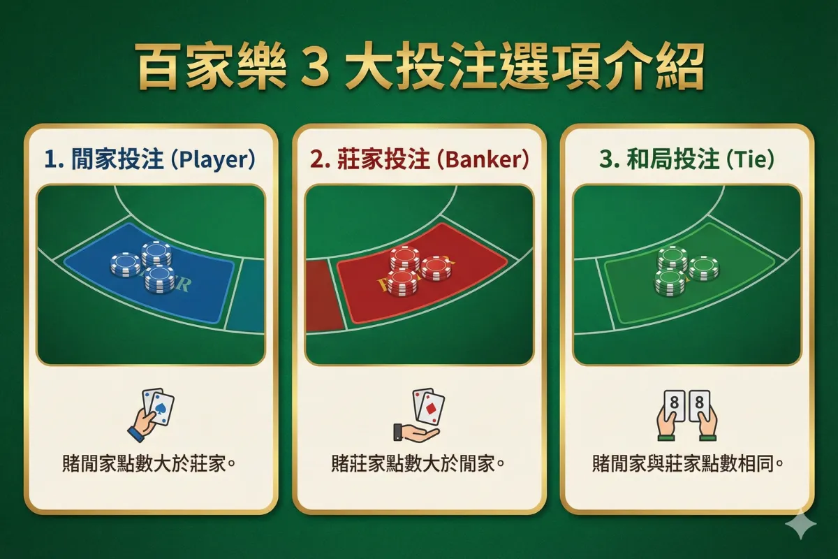 百家樂 3 大投注選項介紹